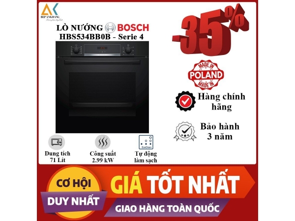 Lò nướng Bosch Series 4 HBS534BB0B - Made in Ba Lan