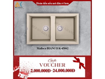 Chậu  Rửa Chén 2 Hộc Malloca Inox 304 BIANCO K-45062 - Made in Trung Quốc