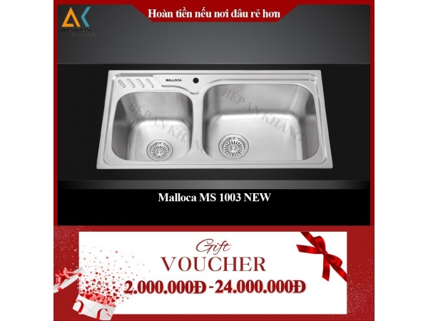 Chậu  Rửa Chén 2 Hộc Malloca Inox 304 MS 1003 NEW - Made in Trung Quốc