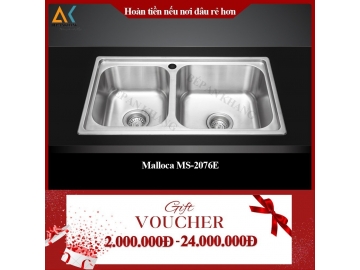 Chậu Rửa Chén 2 Hộc Malloca Inox 304 MS 2076E - Made in Trung Quốc