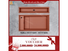 Chậu Đá Màu Cá Hồi 2 Hộc Inox 304 (Kèm Phụ Kiện)  Malloca MYST K83S - MYST K83L - Made in Italya