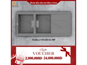 Chậu Rửa Chén 2 Hộc 1 Cánh Vẫy Malloca Inox 304 SMART K-500 - Made in Trung Quốc