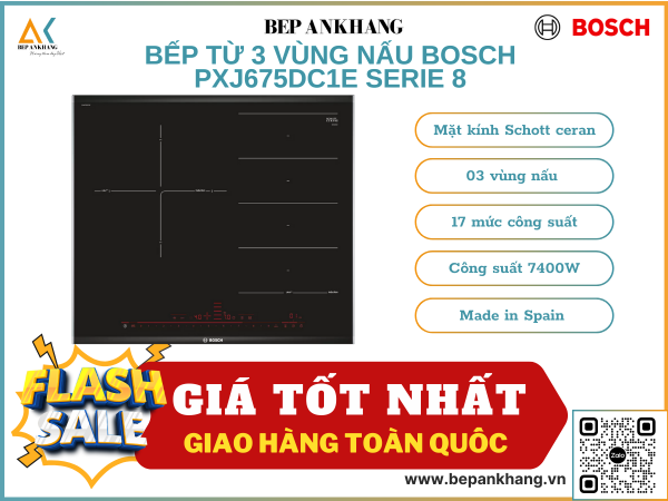 Bếp từ 3 vùng nấu Bosch PXJ675DC1E serie 8 - Made in Spain