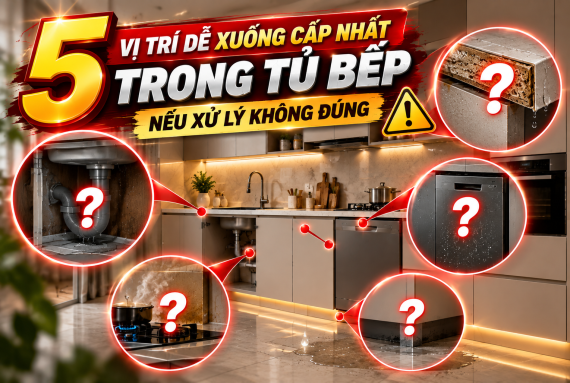 5 VỊ TRÍ DỄ XUỐNG CẤP NHẤT TRONG TỦ BẾP NẾU XỬ LÝ KHÔNG ĐÚNG