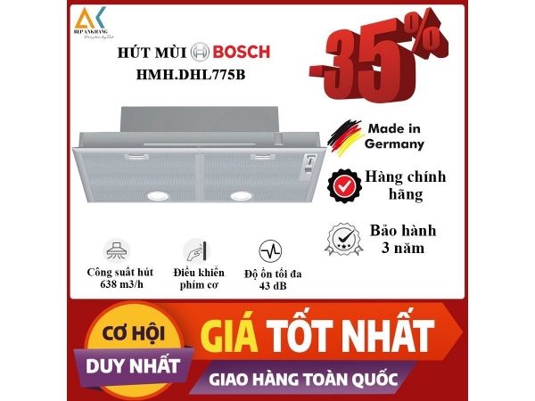 Hút mùi âm tủ Bosch HMH.DHL775B - Germany khử mùi sạch sẽ