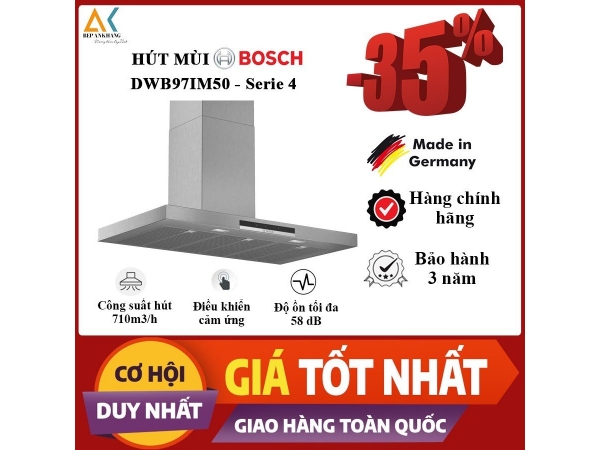 Máy hút khử mùi áp tường Bosch Serie 4 DWB97IM50 