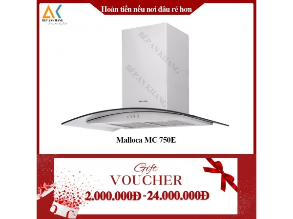 Máy Hút Mùi Áp Tường Kính Cong Malloca MC 750E -  Made in Trung Quốc