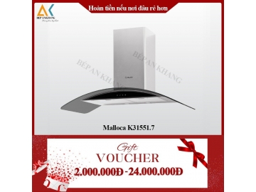 Máy Hút Mùi Áp Tường Kính Cong Malloca Gama K3155.7 - Made in Trung Quốc