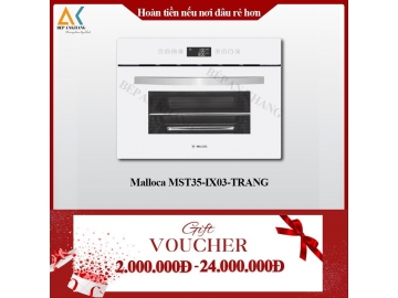 Lò Hấp Âm Tủ Kính Trắng Phối Hợp Inox  MALLOCA MST35 - IX03 - Made in Trung Quốc