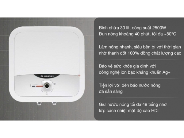Máy nước nóng gián tiếp Ariston 30 lít 2500W AN2 30 RS 2.5 FE