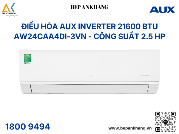 Điều hòa AUX Inverter 21600 BTU AW24CAA4DI-3VN - Công suất 2.5 HP