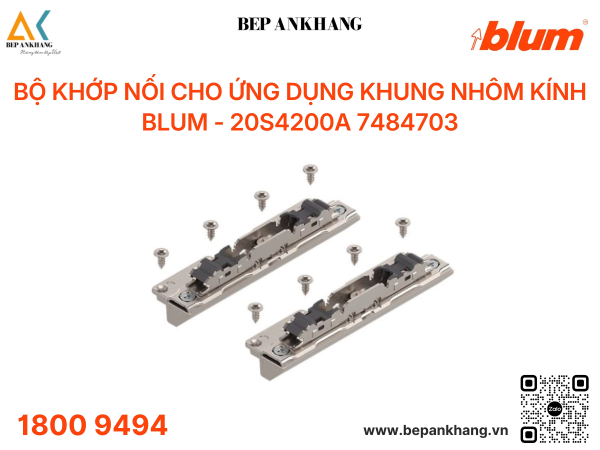 Bộ khớp nối cho ứng dụng khung nhôm kính Blum - 20S4200A 7484703 ( Cần 2 cái cho mỗi bộ )