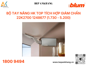 Bộ tay nâng HK top tích hợp giảm chấn xám nhạt Blum - 22K2700 1248677 (1.730 - 5.200)
