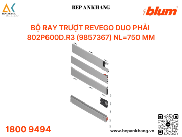 Bộ ray trượt Blum REVEGO duo phải 802P750D.L3 (3265695) NL=750 mm