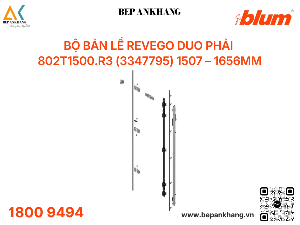 Bộ bản lề Blum REVEGO duo Phải 802T1500.R3 (3347795) 1507 – 1656mm