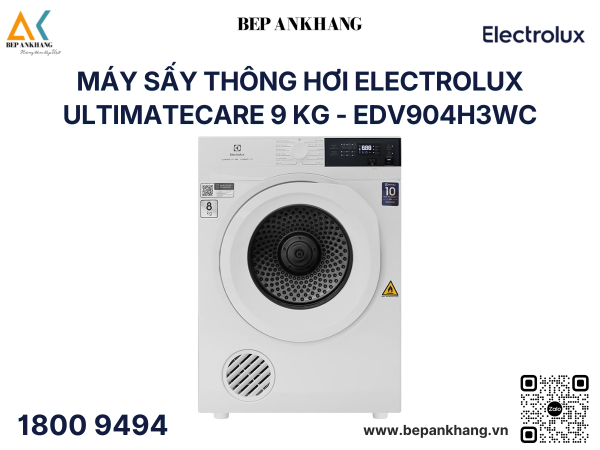 Máy sấy thông hơi Electrolux UltimateCare 9 kg - EDV904H3WC