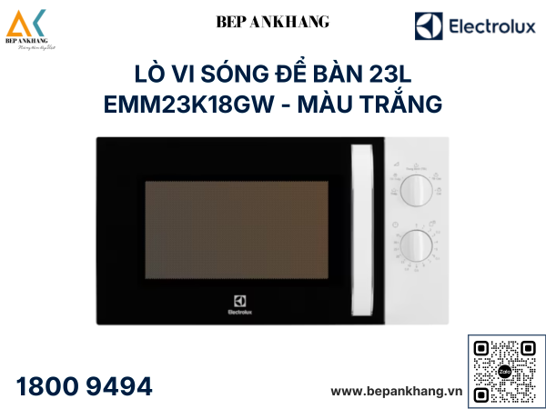 Lò vi sóng Electrolux EMM23K18GW 23 lít - màu trắng