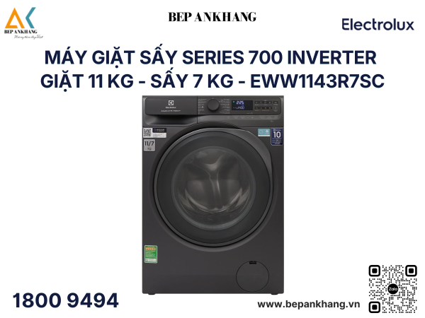 Máy giặt sấy Electrolux UltimateCare 700 Inverter giặt 11 kg - sấy 7 kg EWW1143R7SC 