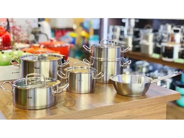 Bộ nồi Fissler Original Profi 6 món nắp kính có quánh hình nón và xửng hấp - Made in Germany