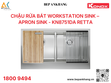 Chậu rửa bát Konox Workstation Sink – Apron Sink KN8751DA Curve