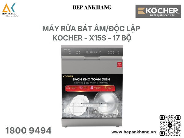 Máy rửa bát Kocher X15S ( màu bạc ) - Bảo quản khí tươi 168H