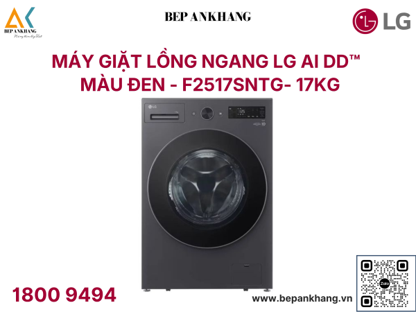Máy giặt lồng ngang LG AI DD™ Inverter 17kg màu đen F2517SNTG