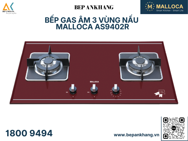 Bếp gas 2 vùng nấu Malloca AS9402R