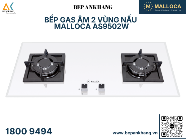 Bếp Gas Âm 2 Vùng Nấu Malloca AS9502W 