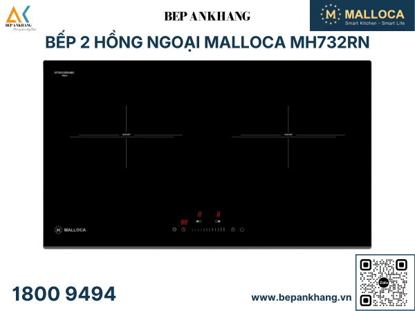 Bếp hồng ngoại 2 vùng nấu Malloca MH732RN