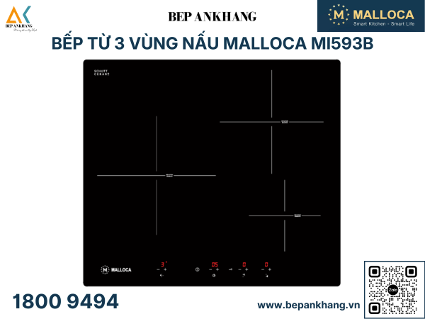 Bếp từ 3 vùng nấu Malloca MI593B