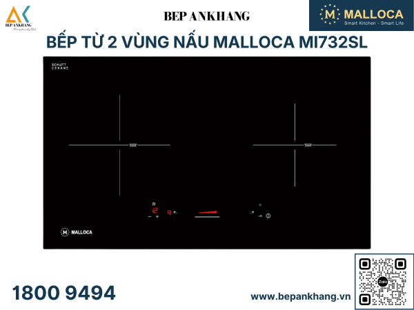 Bếp từ 2 vùng nấu Malloca MI732SL
