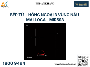Bếp 2 từ kết hợp 1 hồng ngoại Malloca 3 vùng nấu - MIR 593 - Tây Ban Nha 