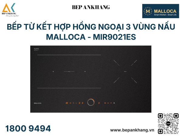 Bếp từ kết hợp hồng ngoại Malloca - MIR9021ES - 3 vùng nấu 