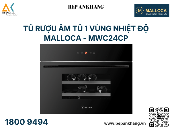 Tủ rượu âm tủ 1 vùng nhiệt độ Malloca - MWC24CP - Sức chứa 24 chai