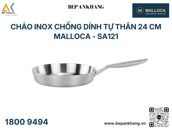 Chảo Inox chống dính tự thân 24 cm MALLOCA - SA121