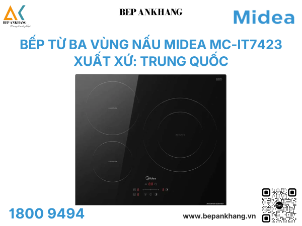 Bếp từ 3 vùng nấu Midea MC-IT7423 - Hàng nội địa Trung Quốc - Bao 1 đổi 1 trong vòng 12 tháng