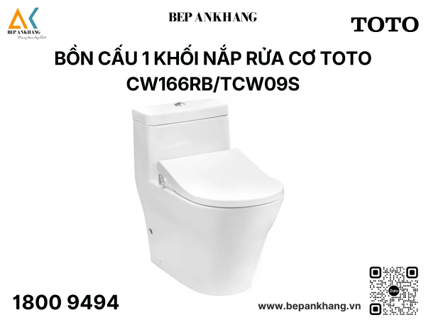 Bàn cầu một khối kèm nắp rửa cơ Ecowasher CW166RB TCW09S T53P100VR
