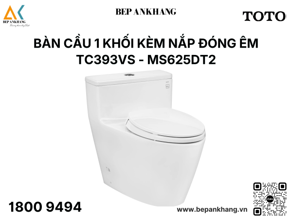 Bàn cầu 1 khối kèm nắp đóng êm TC393VS MS625DT2