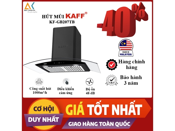 Máy Hút Mùi Áp Tường Kính Công KAFF KF-GB207TB - Made in Germany