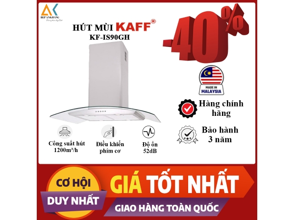 Máy Hút Mùi Áp Tường Kính Công KAFF KF-IS90GH - Made in Germany 