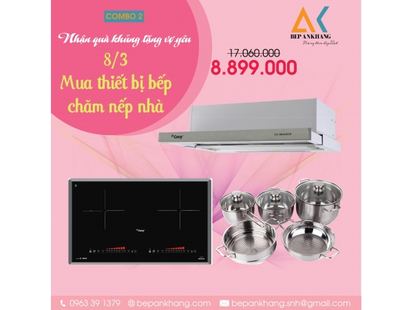 Combo Bếp từ Canzy CZ-MIX82T và Hút mùi Cz-7002syp - Malaisia phiên bản 2019 